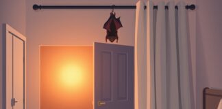 A Bat Was in Your Bedroom: When to Get Rabies Advice Bat exposure treatment: a bat in a bedroom, with the room closed off and a phone ready to call for advice.