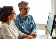 A High Platelet Count Often Needs a Repeat Test Clinician reviewing a blood test showing a high platelet count with a patient
