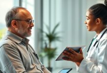 A High PSA Result: When a Repeat Test Makes Sense A clinician discussing high PSA levels and repeat testing with a patient