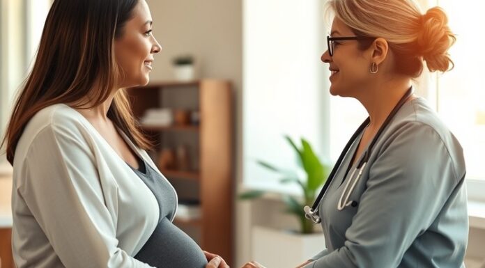 A Vaginal Bulge After Birth: When to Get It Checked Clinician discussing prolapse after birth assessment with a postpartum patient