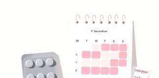 After Ulipristal, When Can You Restart Birth Control? Illustration for pregnancy test after emergency contraception, showing a calendar, birth control and a home test.