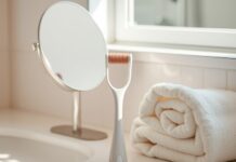 At-Home Microneedling: The Risks Behind the Roller Unbranded dermaroller on a bathroom counter, illustrating the question is dermarolling safe.
