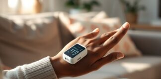 Blood Oxygen Levels: What a Home Oximeter Can Tell You Adult using a fingertip oximeter to check blood oxygen levels at home