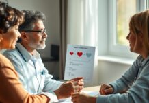 Daily Aspirin to Prevent a First Heart Attack: WHO May Benefit? Daily aspirin and a clinician discussing heart attack prevention and bleeding risk