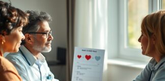 Daily Aspirin to Prevent a First Heart Attack: WHO May Benefit? Daily aspirin and a clinician discussing heart attack prevention and bleeding risk