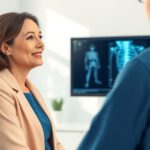 Depo-Provera and Bone Density: What the Two-Year Warning Means Woman discussing depo provera bone density with a clinician beside a bone scan monitor.