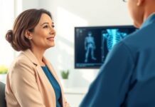 Depo-Provera and Bone Density: What the Two-Year Warning Means Woman discussing depo provera bone density with a clinician beside a bone scan monitor.