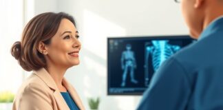 Depo-Provera and Bone Density: What the Two-Year Warning Means Woman discussing depo provera bone density with a clinician beside a bone scan monitor.