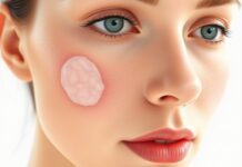Dermal Fillers: Recognize a Blood-Flow Emergency Medical illustration of pale, mottled skin and facial blood vessels associated with occlusion filler.