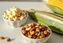 Diverticulosis: Do You Need to Avoid Nuts or Popcorn? Nuts, seeds, popcorn, and corn representing the question of foods that cause diverticulitis.