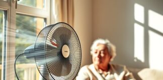 Do Fans Help in Extreme Heat? Know Their Limits Electric fan in a warm home as an older adult considers heat exhaustion risk