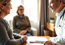 Fezolinetant for hot flashes: What to know about liver tests Clinician discussing non hormonal treatment for hot flashes and liver test monitoring with a menopausal patient