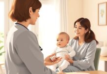 FPIES in Babies: Recognizing a Delayed Food Reaction Caregiver and clinician discussing FPIES diagnosis and supervised food reintroduction for a baby