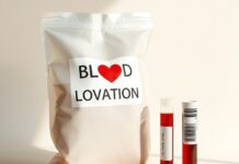 Frequent Blood Donation Can Deplete Iron Before Anaemia Blood donor iron levels represented by a ferritin test vial beside a blood donation bag.