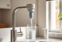 How to Choose a Water Filter That Reduces Lead How to test water for lead and choose a certified faucet filter beside a kitchen tap