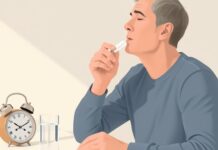 How To Take Doxycycline Safely And Protect Your Esophagus Illustration showing how to take doxycycline with a full glass of water while sitting upright.