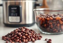 Kidney Bean Toxin: Safe Red Beans in a Slow Cooker Kidney bean toxin safety: dried red kidney beans boiling in a saucepan before slow cooking