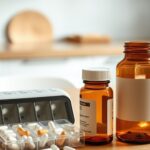 Long term PPI use: How to stop omeprazole safely long term ppi use: an unlabelled medicine bottle and pill organizer representing a planned omeprazole review
