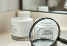 Mercury in Skin-Lightening Creams: Spotting Hidden Risk Unbranded skin cream and magnifying glass illustrating how to check for mercury for skin lightening products