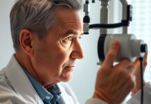 New Flashes or Floaters? When to Seek Urgent Eye Care Eye clinician examining a patient for retinal detachment symptoms