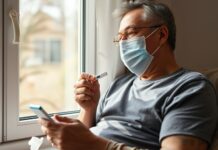 Paxlovid Rebound: What to Do When Symptoms Return Paxlovid rebound: person checking a COVID-19 rapid test at home while resting
