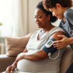 Postpartum Preeclampsia: Warning Signs After Hospital Discharge New parent checking blood pressure at home, illustrating preeclampsia after pregnancy symptoms