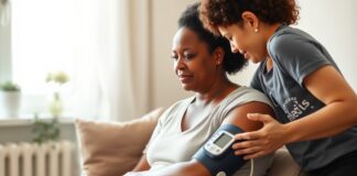 Postpartum Preeclampsia: Warning Signs After Hospital Discharge New parent checking blood pressure at home, illustrating preeclampsia after pregnancy symptoms