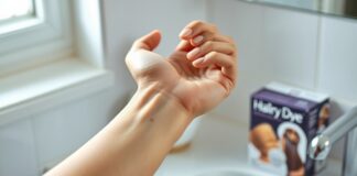 Reacted to Black Henna? Know the Hair-Dye Allergy Risk Person checking skin after a black henna reaction, with hair dye allergy symptoms and PPD risk in mind