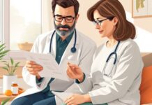 Statin muscle pain: What to Check Before Stopping Clinician discussing statin muscle pain, symptoms and medicines with a patient.