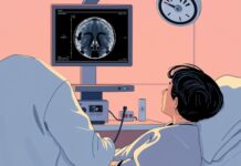 Thunderclap Headache: Why Sudden Pain Needs Emergency Care Clinician reviewing a head CT during emergency assessment for thunderclap headache