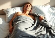 Weighted Blankets for Insomnia: What Adults Should Know weighted blanket guide showing an adult resting under a blanket with the head and neck uncovered
