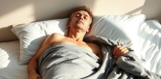 Weighted Blankets for Insomnia: What Adults Should Know weighted blanket guide showing an adult resting under a blanket with the head and neck uncovered
