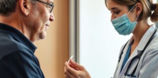When a Sore Throat Needs a Strep Test—and What Comes Next Clinician preparing a strep test throat swab during an examination